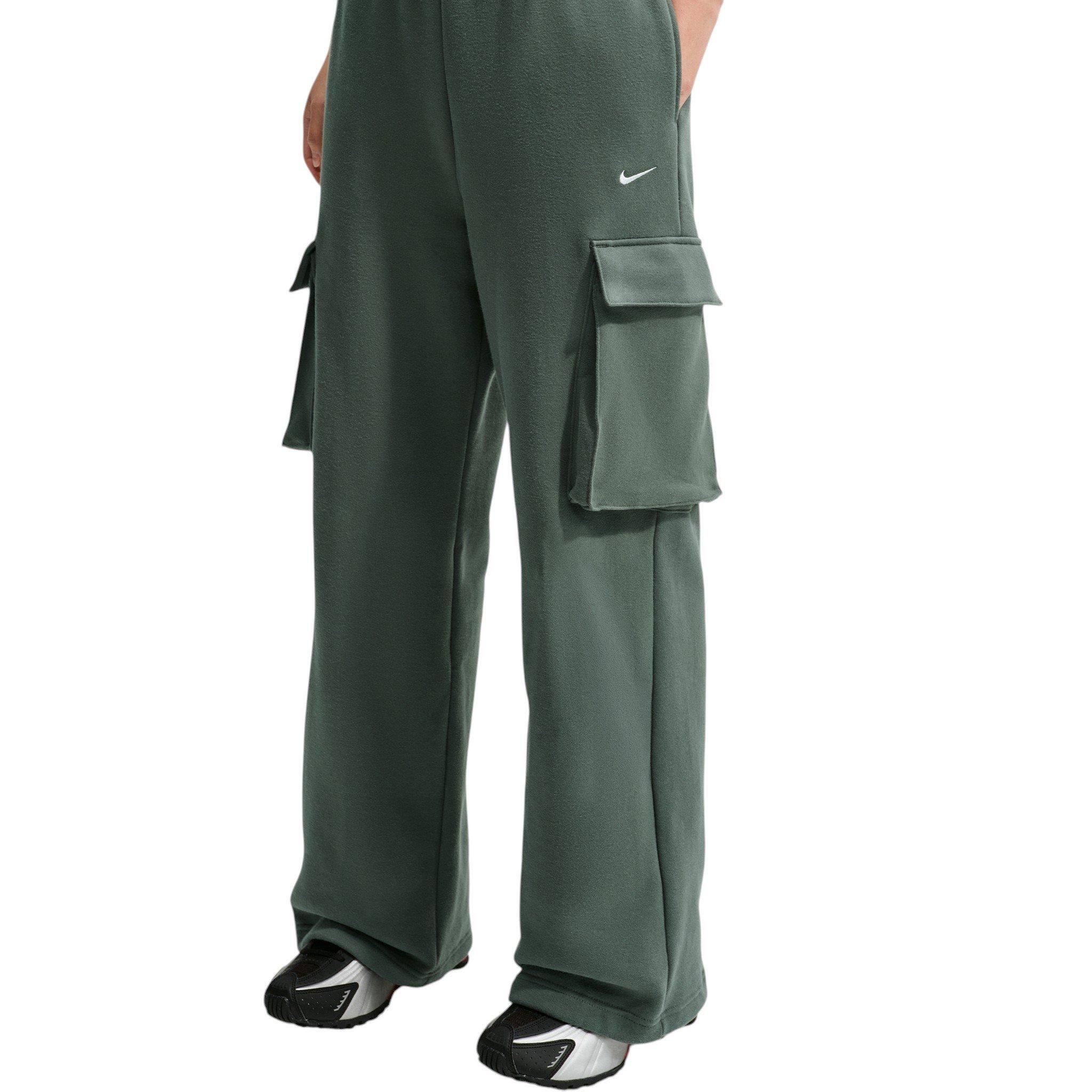 Nike Women's Studio Fleece Med-Weight Oversized HR Cargo Pants - Camo Green - CAMO GREEN